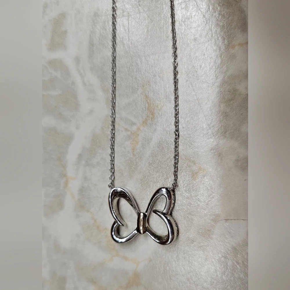 Minnie Mouse Bow Necklace sterling silver and 10k gold Womens